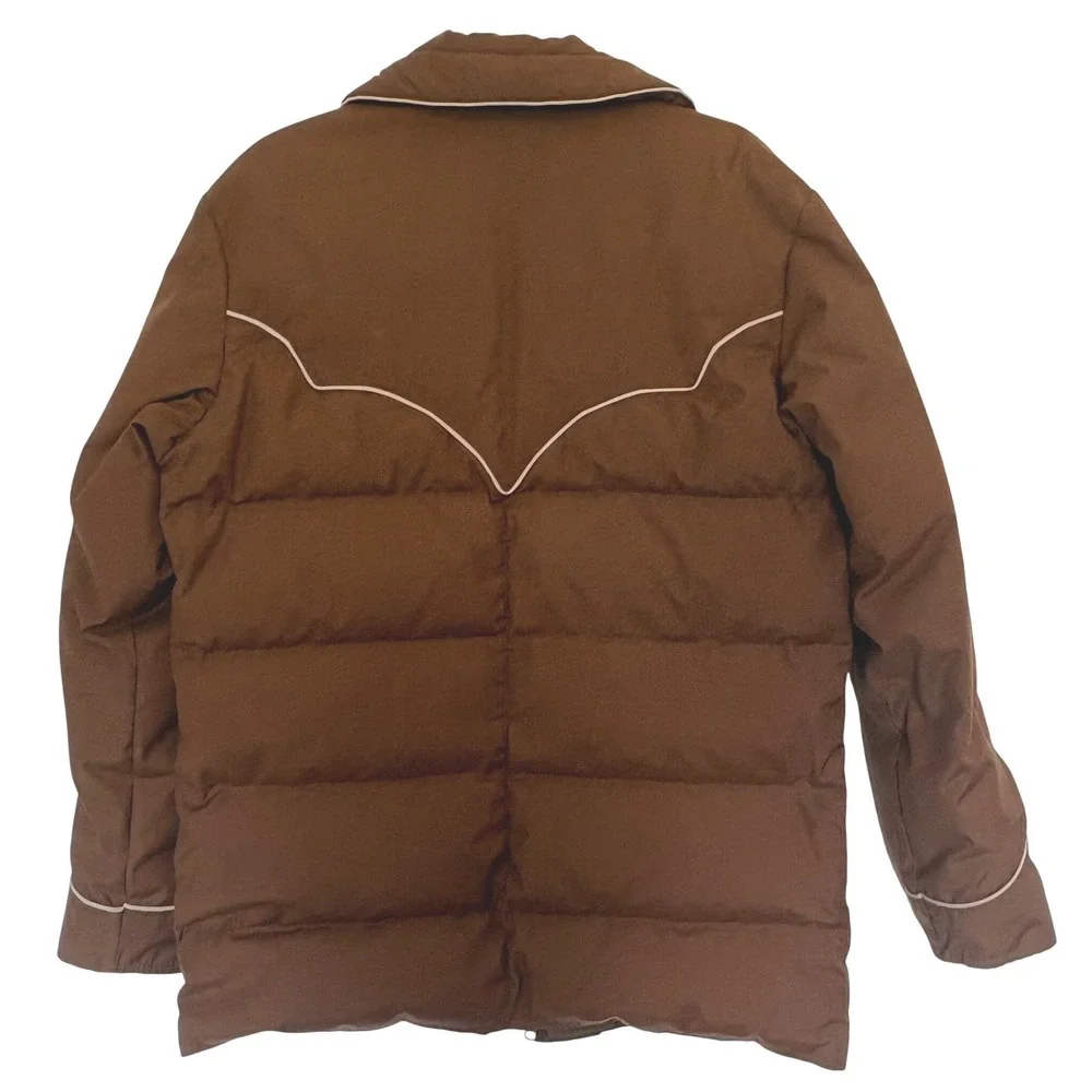 Vtg 70s‎ Comfy Goose Down Western Puffer Jacket Brown Mens M/L Womens XL Parka